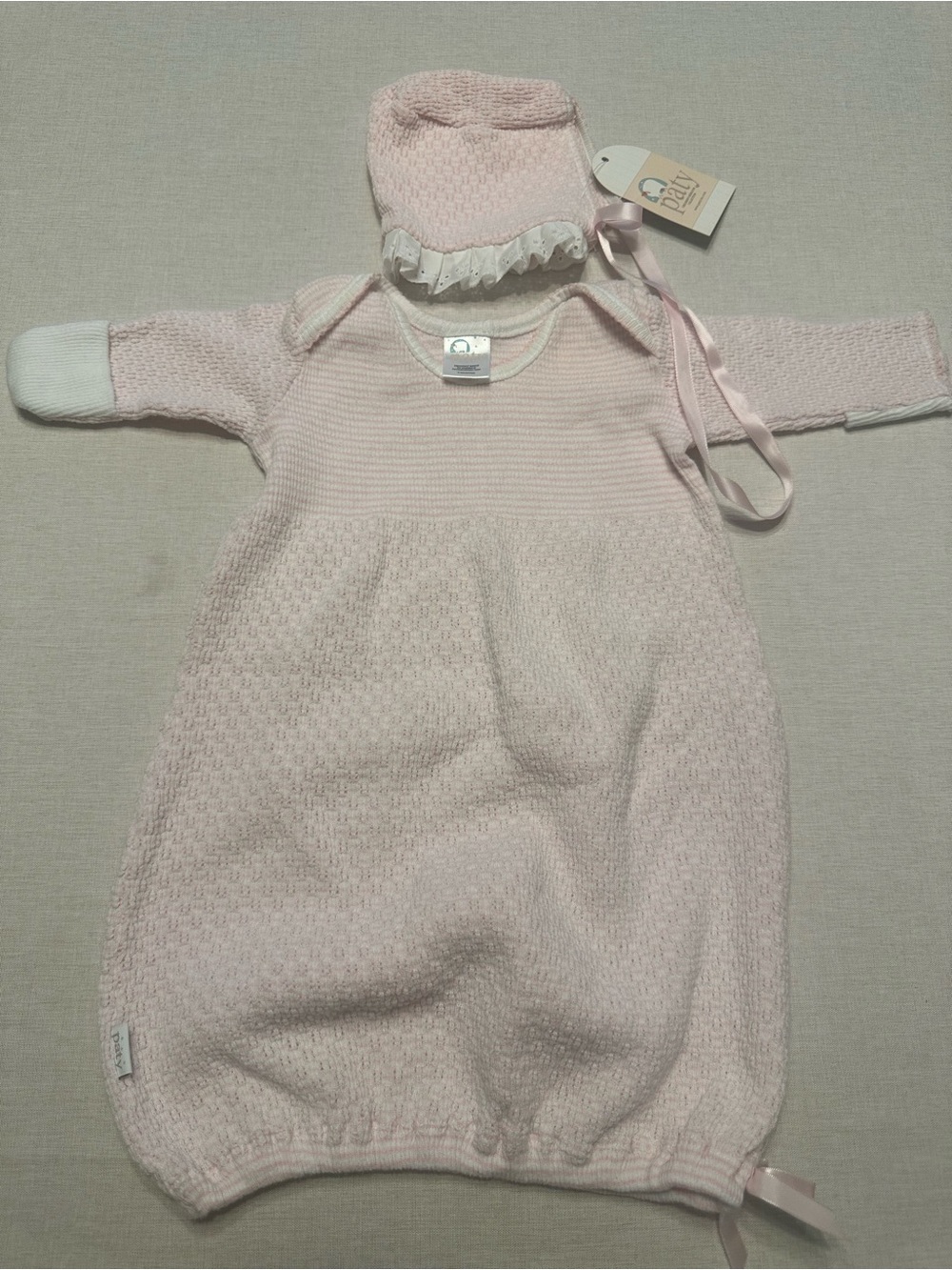 Baby Girl Pink Striped Elastic Bottom Sleeper 3 Months